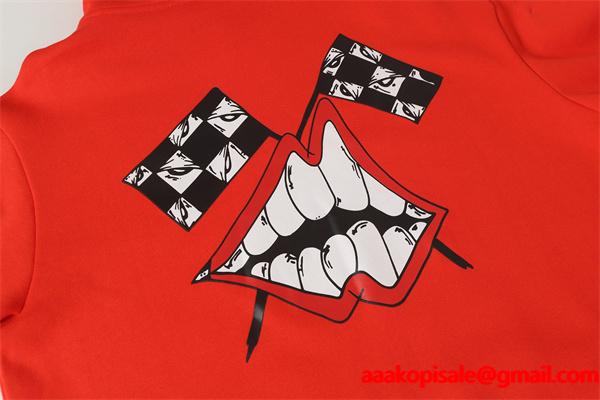 クロムハーツ コピー Chrome Hearts プルオーバーパーカー 話題沸騰 レッド × ブラック おすすめ 冬仕様
