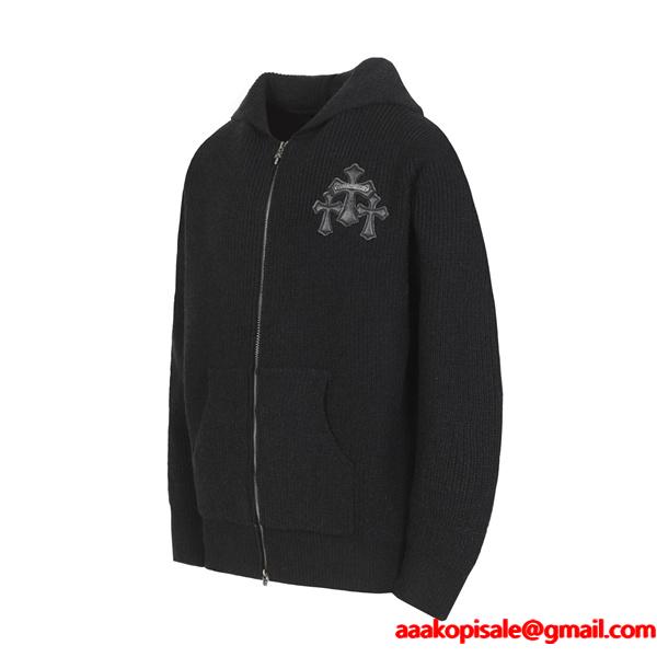 注目 しっとり高級感 ブラック シックな 2025秋冬コーデ クロムハーツ スーパーコピー Chrome Hearts パーカー