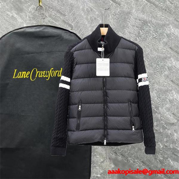 ブラック × ホワイトライン スポーティ高級感 レアデザイン MONCLER 激安 モンクレール コピー ダウンジャケット