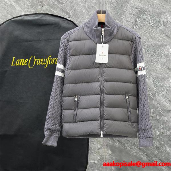 ブラック × ホワイトライン スポーティ高級感 レアデザイン MONCLER 激安 モンクレール コピー ダウンジャケット
