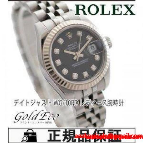 ROLEX ロレックス デイトジャスト レディース腕時計 自動巻き デイト ブラック文字盤/シルバー 10Pダイヤ/WG/SS 179174G 中古 :vv-08486-cs:ゴールドエコヤフー店 - 通販ショッピング