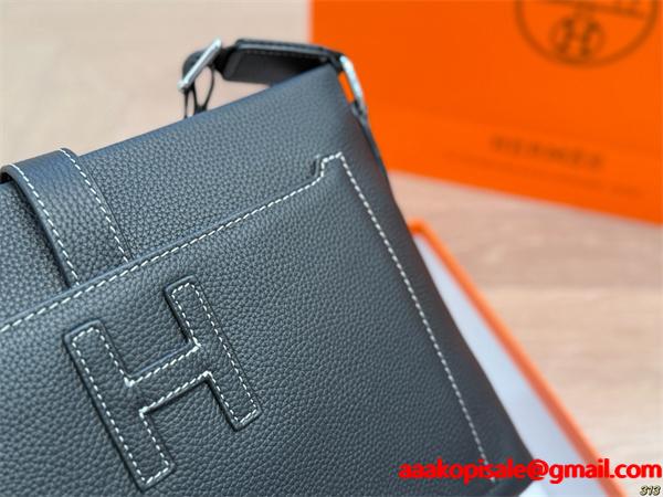 春夏で通勤などに大活躍コレクション エルメス バッグ コピー メンズ ビジネスバッグ ブラック レザー ロゴ入り
