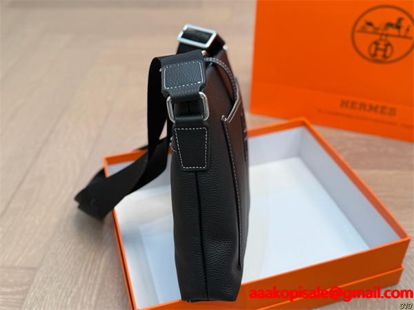 春夏で通勤などに大活躍コレクション エルメス バッグ コピー メンズ ビジネスバッグ ブラック レザー ロゴ入り