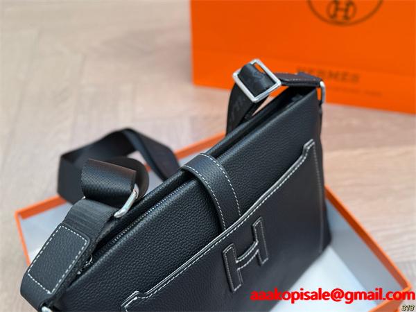 春夏で通勤などに大活躍コレクション エルメス バッグ コピー メンズ ビジネスバッグ ブラック レザー ロゴ入り