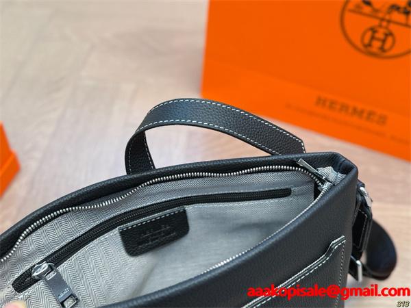 春夏で通勤などに大活躍コレクション エルメス バッグ コピー メンズ ビジネスバッグ ブラック レザー ロゴ入り