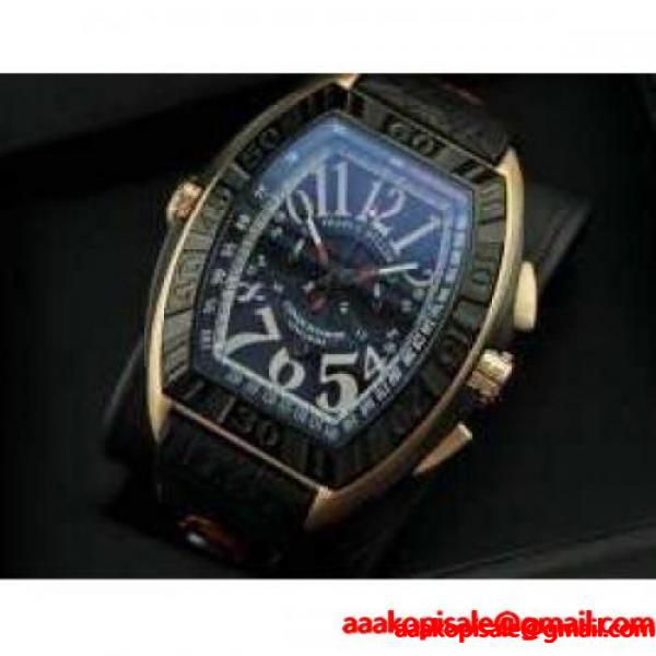 時間の正確さは抜群な Franck Muller、フランクミュラーの黒い5針付きメンズ腕時計 フランクミュラー FRANCK MULLER ブランド コピー 激安(日本最大級)