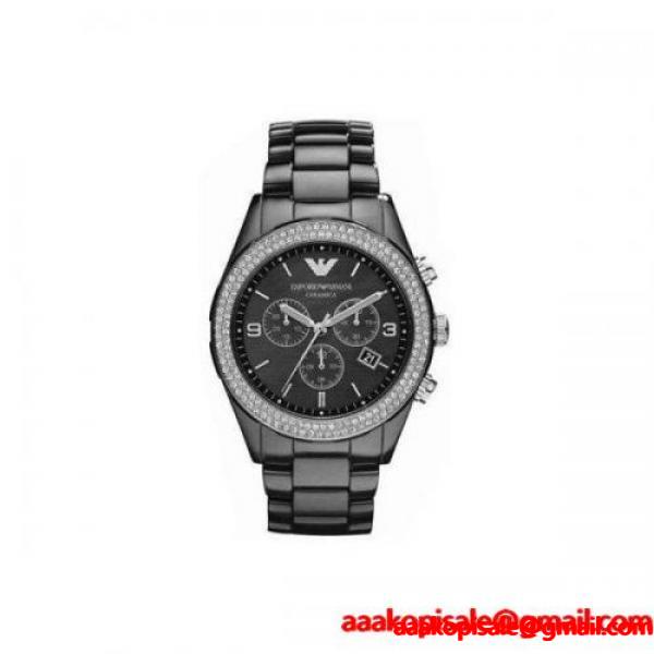 ARMANI エンポリオアルマーニ 腕時計 コピー メンズ AR1455 ブラックダイアル ブラックセラミックベルト クロノグラフ ビジネス おしゃれ 男性用