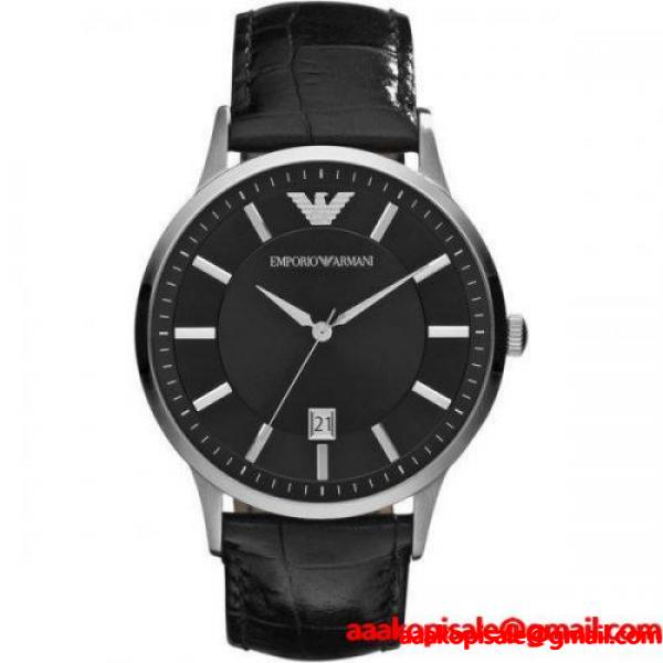 エンポリオアルマーニ Emporio Armani 時計 メンズ レナト AR2411 ブラックダイアル×ブラックレザーベルト