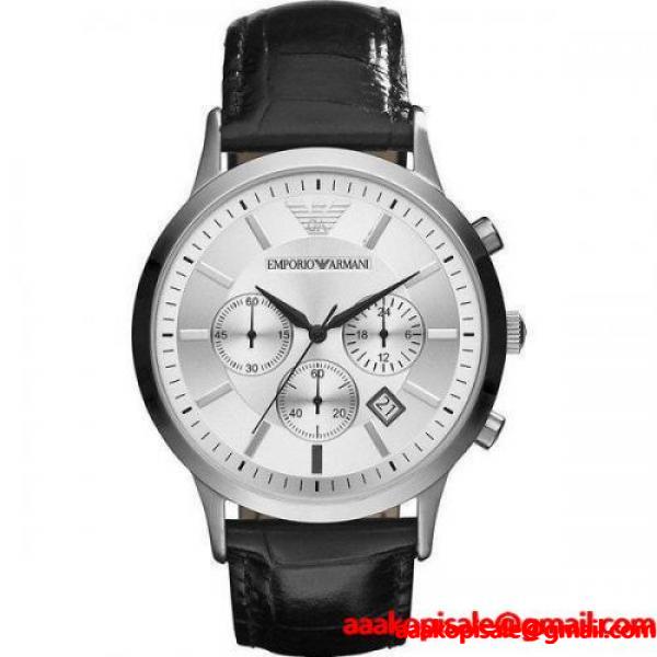 あすつく エンポリオ アルマーニ EMPORIO ARMANI メンズ レナト　AR2432 　シルバー×ブラック