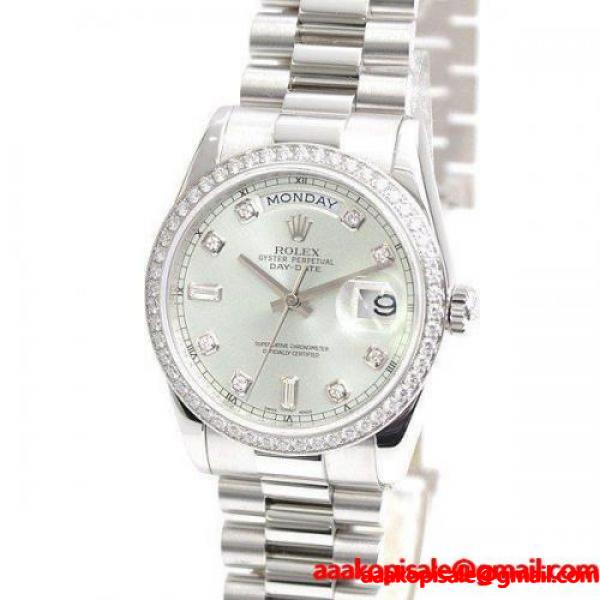 ロレックス ROLEX デイデイト 自動巻 アイスブルー ダイヤ 118346A Z番 PT950 プラチナ【中古】 ロレックス ROLEX ブランド コピー 激安(日本最大級)