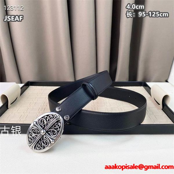 期間限定！最安値挑戦のChrome Hearts  黒本革 クロムハーツメンズベルト__ブランド コピー 激安(日本最大級)