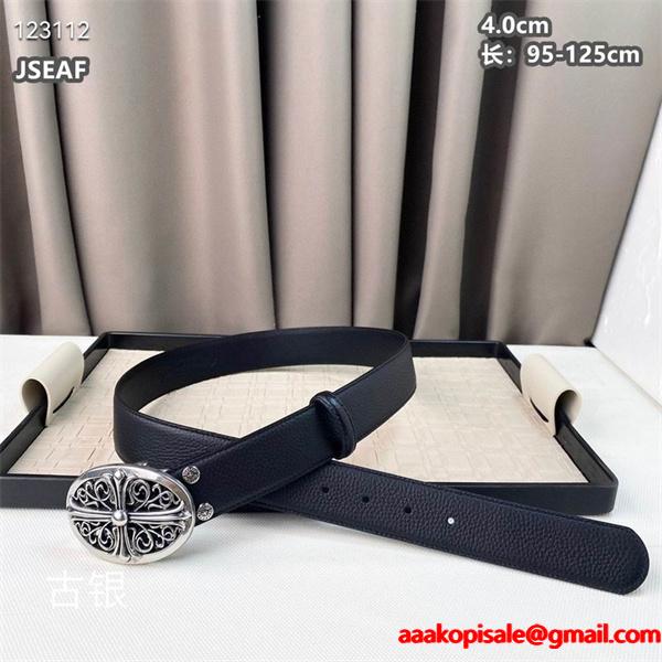 期間限定！最安値挑戦のChrome Hearts  黒本革 クロムハーツメンズベルト__ブランド コピー 激安(日本最大級)