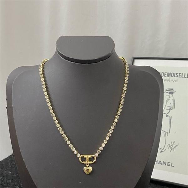 セリーヌ Celine 2025秋冬新作 ハートチャーム ラインストーン ネックレス スーパーコピー