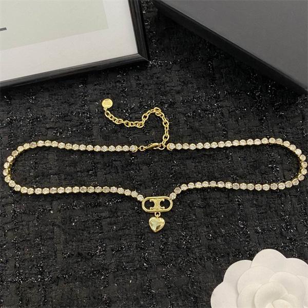 セリーヌ Celine 2025秋冬新作 ハートチャーム ラインストーン ネックレス スーパーコピー