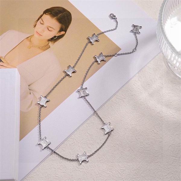 セリーヌ Celine 2025秋冬 シルバー トリオンフモチーフ ロングネックレス コピー