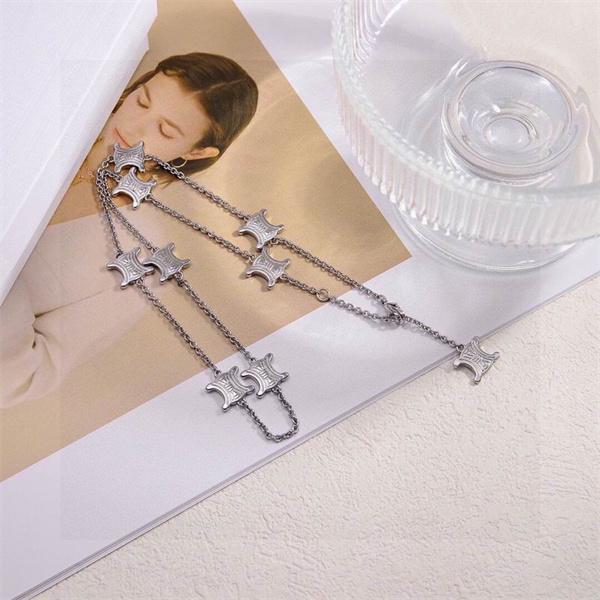 セリーヌ Celine 2025秋冬 シルバー トリオンフモチーフ ロングネックレス コピー