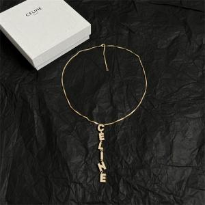 セリーヌ CELINE コピー 2025冬 ロゴペンダント クリスタルシルバーネックレス 入手困難