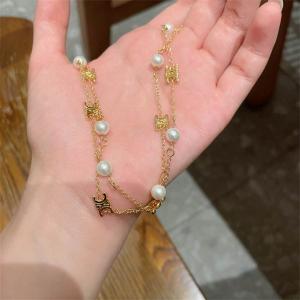 チェーン×パール コンビネーション モダンネックレス CELINE セリーヌ スーパーコピー 