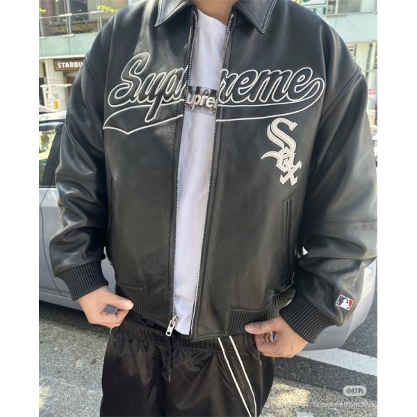 ブラック 2025秋冬 プレミアム質感 シュプリーム Supreme スーパーコピー レザージャケット