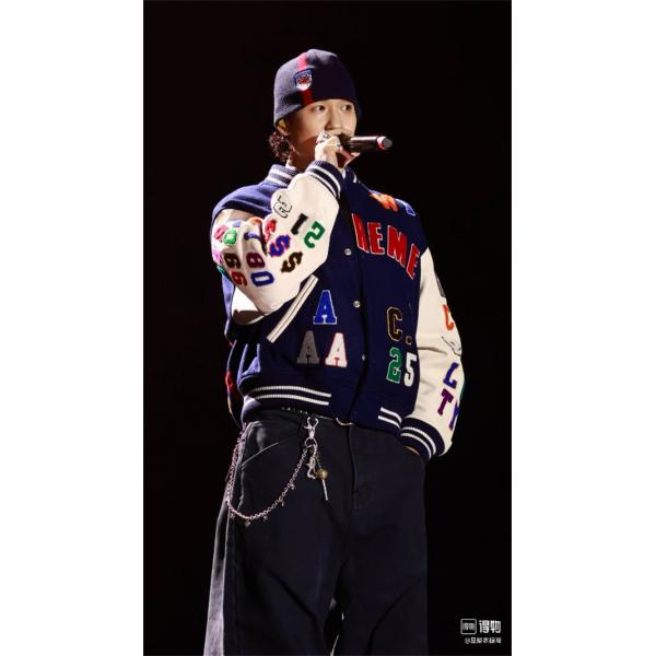 ネイビー×ホワイト 2025秋冬 カラフルロゴ Supreme シュプリーム 偽物 スタジャン