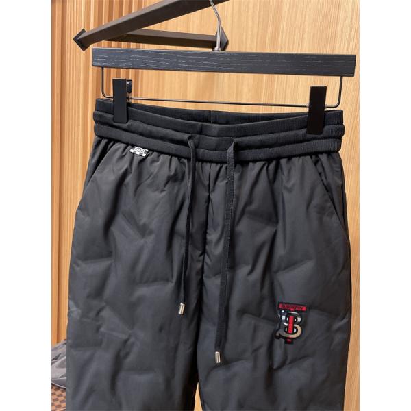 バーバリー Burberry 偽物 マットブラック 秋冬保温 中綿ジョガーパンツ ロゴワンポイント仕様