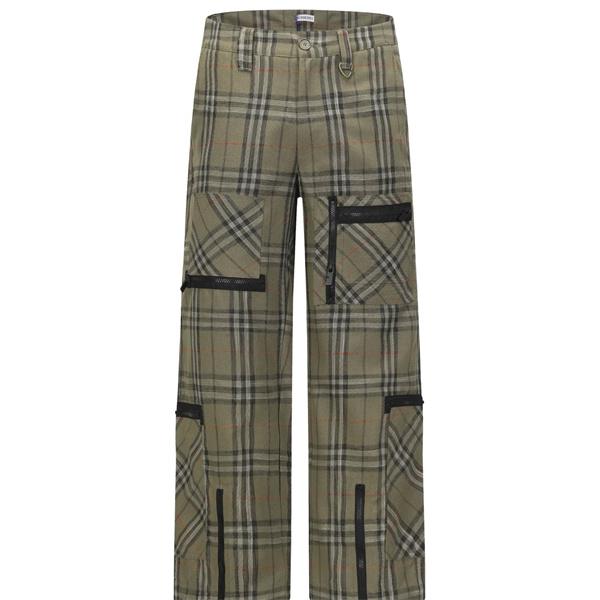 オリーブチェック 秋冬トレンド ワイドカーゴパンツ 多ポケットデザイン バーバリー Burberry コピー 