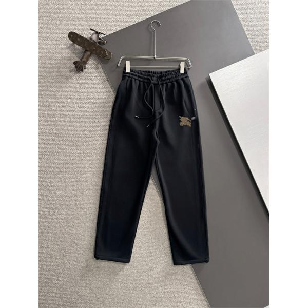 チャコールグレー シンプル バーバリー Burberry 偽物  秋冬ストレートパンツ さりげないロゴデザイン