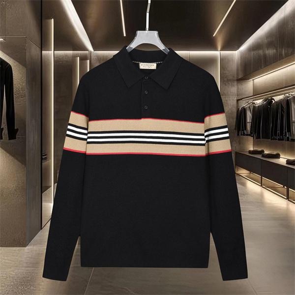 黒色スタイリッシュ Burberry  秋冬注目 バーバリー コピー ポロニット 格子柄アクセント