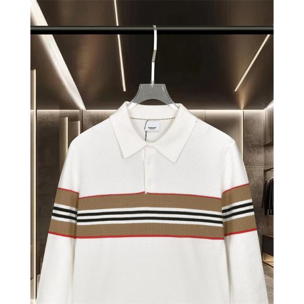 黒色スタイリッシュ Burberry  秋冬注目 バーバリー コピー ポロニット 格子柄アクセント