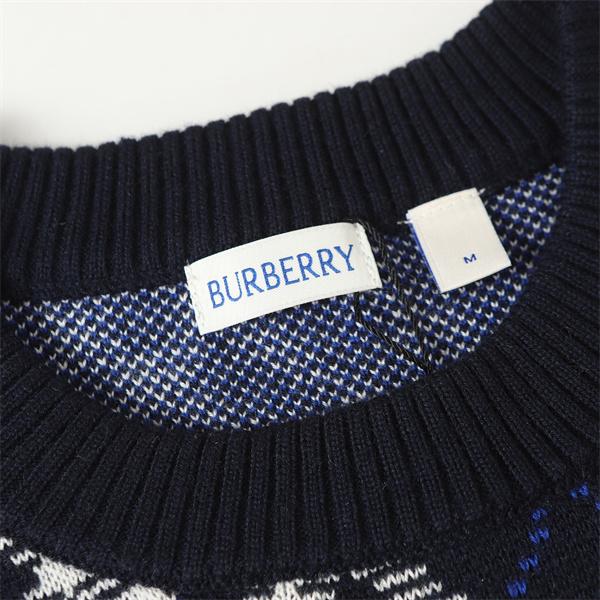 Burberry 紺色格子柄デザイン 秋冬大人気定番 バーバリー 偽物 クルーネックニット スーパーコピークオリティ