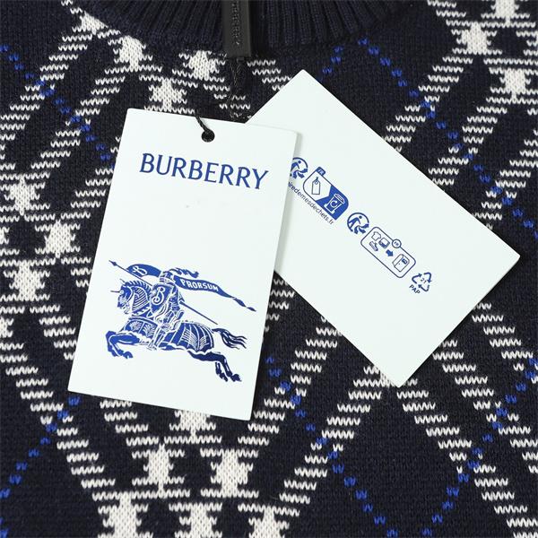 Burberry 紺色格子柄デザイン 秋冬大人気定番 バーバリー 偽物 クルーネックニット スーパーコピークオリティ