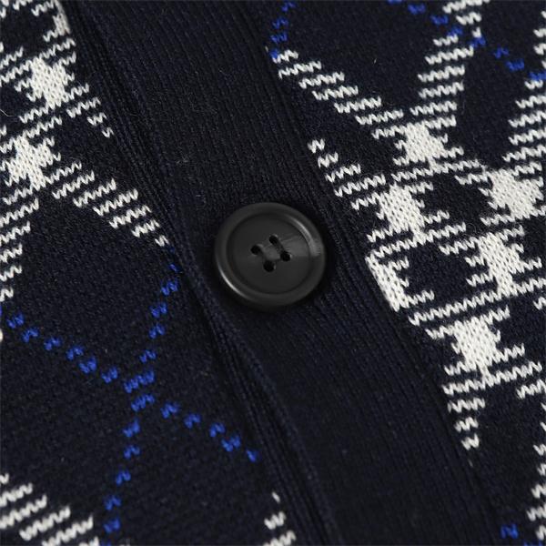 2025秋冬 紺色格子柄アクセント 秋冬特選ファッション バーバリー コピー カーディガン 日常使い万能