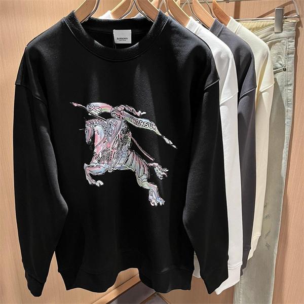 黒色虹色ロゴアクセント 2025秋冬大人気注目 バーバリー 偽物 パーカー スーパーコピークオリティ