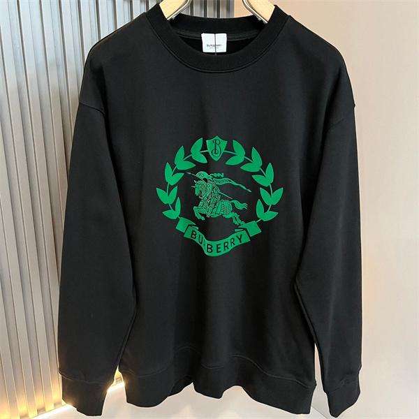 Burberry 黒色緑ロゴアクセント 2025秋冬定番ファッション バーバリー コピー パーカー 日常使い万能