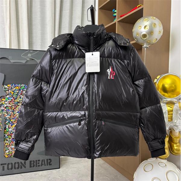 光沢感豊富 ブラック個性的 ハイテクテクスチャー モンクレール 偽物 ダウンジャケット Moncler 2025秋冬