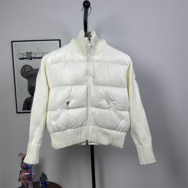 ホワイト ニット袖拼接 エレガントデザイン モンクレール コピー ダウンジャケット Moncler 冬の典雅