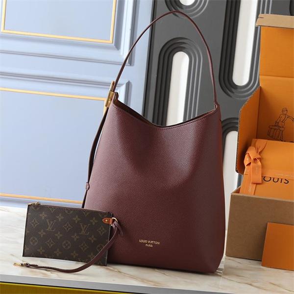 ワインレッド 2 ウェイ仕様 ハンドル付き ルイヴィトン コピー バケットバッグ Louis Vuitton 冬の華やぎ