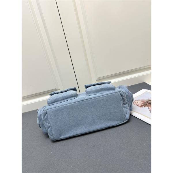 Chanel 冬の清新 デニムブルー ダイヤ柄縫製 チェーンアクセント シャネル コピー ショルダーバッグ