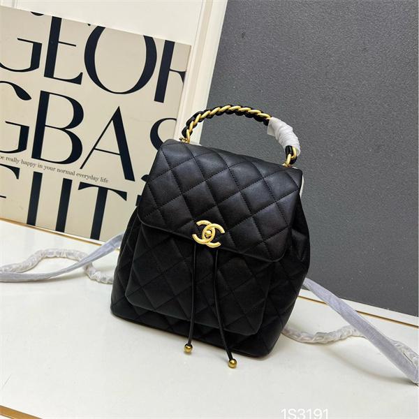  Chanel 冬の機動性 ブラック ダイヤ柄縫製 チェーンハンドル シャネル スーパーコピー リュック