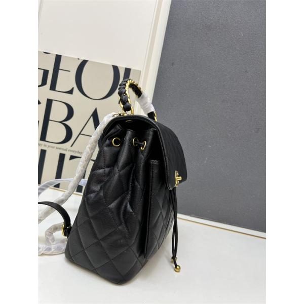  Chanel 冬の機動性 ブラック ダイヤ柄縫製 チェーンハンドル シャネル スーパーコピー リュック