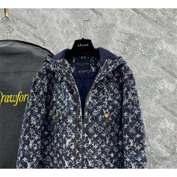 2025秋冬人気 高保温 激安通販限定 Louis Vuitton ルイヴィトン コピー モノグラム デニム ダウンジャケット 防寒デザイン