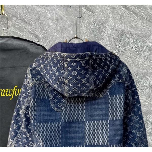  Louis Vuitton ルイヴィトン 偽物 デニムダウンジャケット 秋冬限定 高級感溢れる 人気 ネイビーブルー パッチワークデザイン