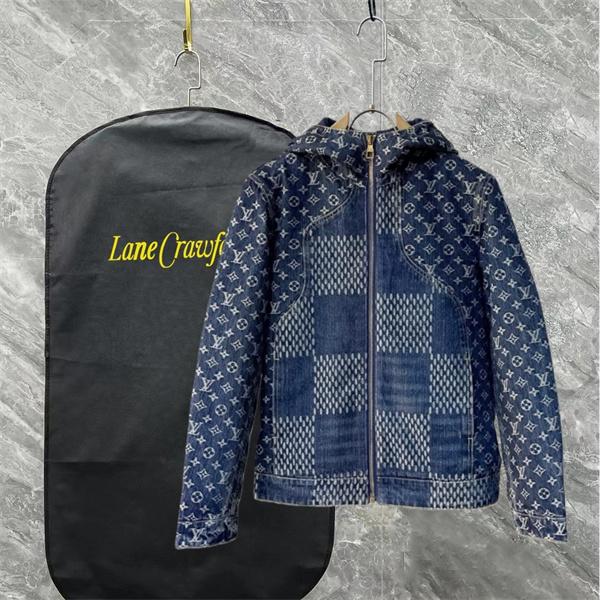  Louis Vuitton ルイヴィトン 偽物 デニムダウンジャケット 秋冬限定 高級感溢れる 人気 ネイビーブルー パッチワークデザイン