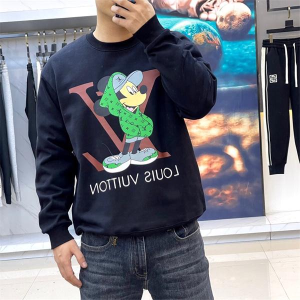 カジュアル人気 個性派プリント Louis Vuitton ルイヴィトン スーパーコピー ブラック キャラクター パーカー