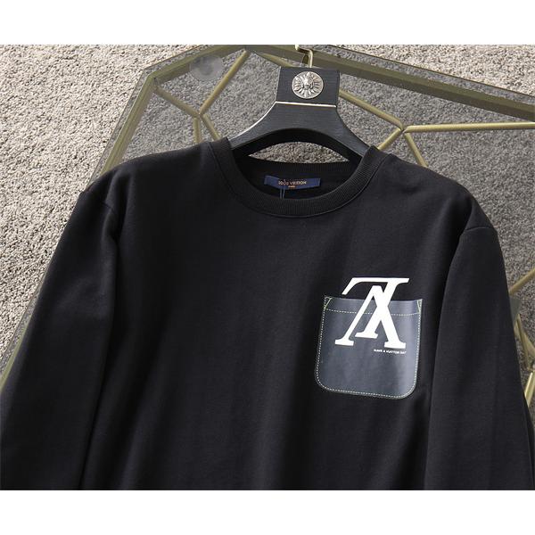 大人シック 上品スタイル Louis Vuitton ルイヴィトン 偽物 ポケットロゴ ブラック パーカー ホワイト 