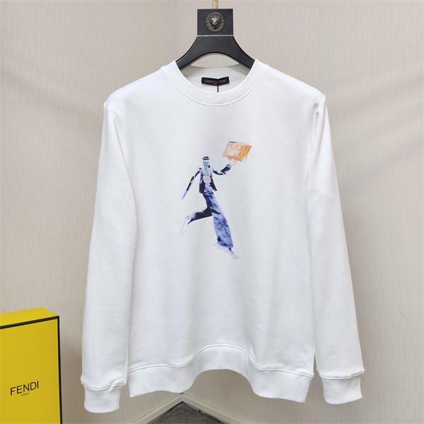 秋冬注目 優雅シルエット 高品質 ホワイトアートプリント Louis Vuitton ルイヴィトン コピー パーカー