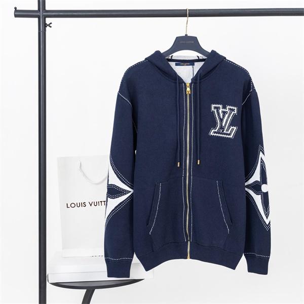 2025秋冬新作 高品質 ネイビーロゴ刺繍 Louis Vuitton ルイヴィトン コピー パーカー 最新コレクション