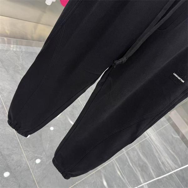 2025秋冬限定 モノグラム切替デザイン Louis Vuitton ルイヴィトン 偽物 ジョガーパンツ ブラック