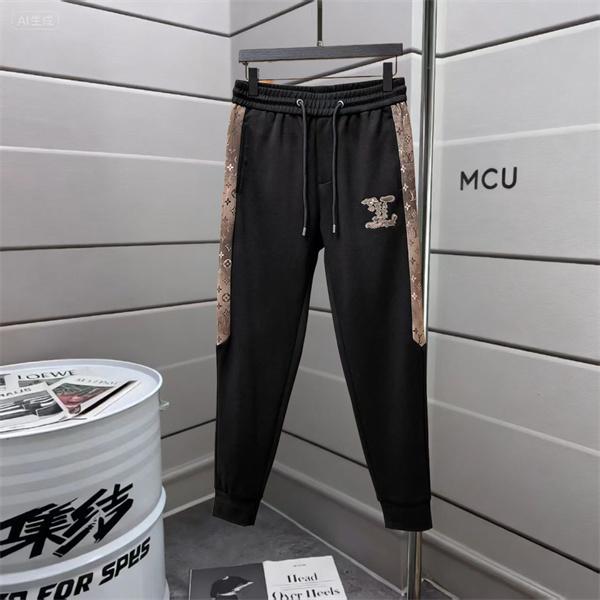2025秋冬限定 モノグラム切替デザイン Louis Vuitton ルイヴィトン 偽物 ジョガーパンツ ブラック