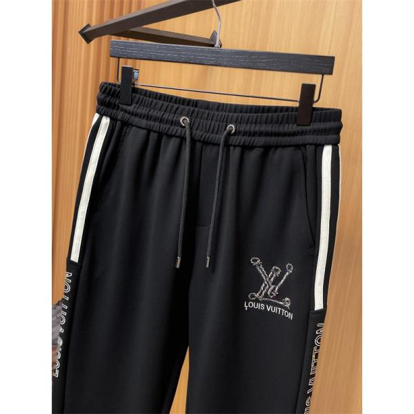 売れ筋おすすめモデル ブラックサイドラインロゴ Louis Vuitton ルイヴィトン スーパーコピー トラックパンツ